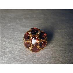 Estate 14K YG Gold Garnet Floral Flower Ring #1540664