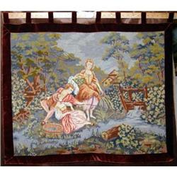1920s French Needlepoint tapestry Man&amp;2 #1540767