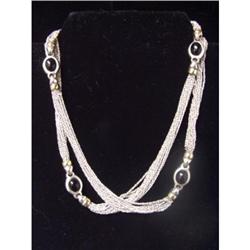 Designer Italian Sterling Silver Onyx Necklace #1540770