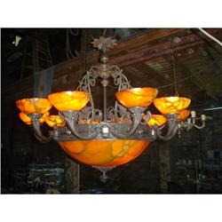 Cast Bronze and alabaster chandelier #1540789