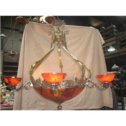 Cast Bronze and alabaster chandelier #1540790