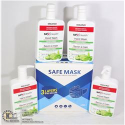 4 ANTIBACTERIAL HAND WASH WITH 100 PACK 3PLY FACE