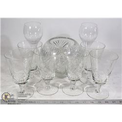 FLAT WITH ASSORTED CRYSTAL GLASSES AND BOWL