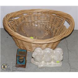 WICKER BASKET WITH HOME DECOR