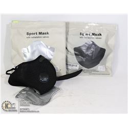 TWO SPORT MASKS WITH EXHALATION VALVES AND