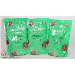 THREE BAGS OF SNAPPY GRAINS NATURAL BARLEY