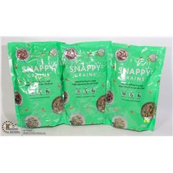 THREE BAGS OF SNAPPY GRAINS NATURAL BARLEY