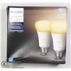 Image 1 : 2 PACK PHILIPS HUE A19 LED BLUETOOTH LIGHT BULBS