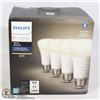 Image 1 : 4 PACK PHILIPS HUE A19 LED BLUETOOTH LIGHT BULBS