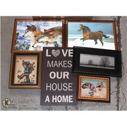 BOX WITH 3-D WOLF PICTURE, 3-D HORSE