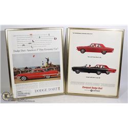 2 FRAMED PICTURES 1960 DODGE DART & 1964 DODGE