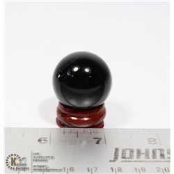 #83-BLACK OBSIDIAN ASPHERE BALL/ STAND 29mm