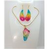 Image 1 : 11)  GOLD TONE WIRE WRAPPED RAINBOW