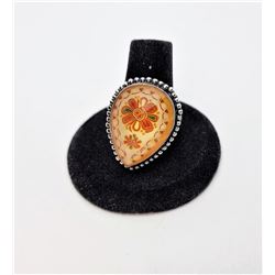 5) TEAR DROP FACETTED DICHROIC GLASS RING