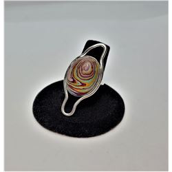 8)  LARGE OVAL RAINBOW CALSILICA RING SET