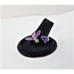18)  PURPLE AMETHYST COLORED CZ, CLEAR