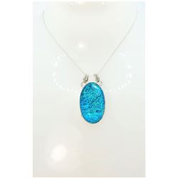 24)  OVAL BLUE TRIPLATE OPAL PENDANT ON