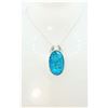 Image 1 : 24)  OVAL BLUE TRIPLATE OPAL PENDANT ON