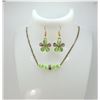 Image 1 : 17)  GREEN CAT'S EYE FLOWER DROP EARRINGS