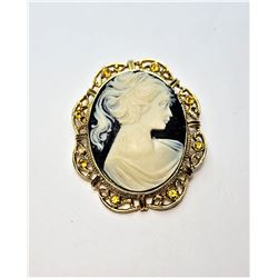 1)  VINTAGE GOLD TONE AND CITRINE COLORED