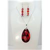 Image 1 : 25)  LARGE TEAR DROP RED FACETTED TITANIUM