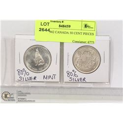 1967 & 1942 CANADA 50 CENT PIECES