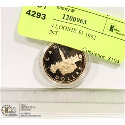 PROOF CANADIAN LOONIE $1 1992 PARLIAMENT