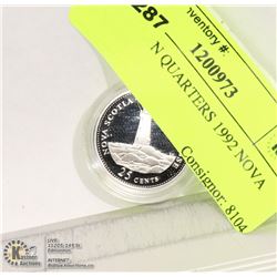 PROOF CANADIAN QUARTER 1992 NOVA SCOTIA