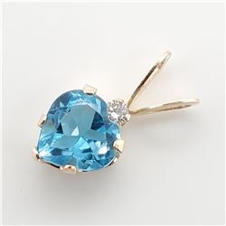 14K YELLOW GOLD BLUE TOPAZ(0.4CT) DIAMOND