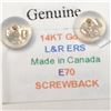 Image 4 : 14K YELLOW GOLD SCREW BACK, "LEFT AND RIGHT"