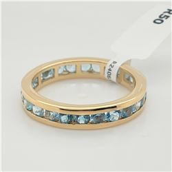 SILVER BLUE TOPAZ(2.4CT) YELLOW GOLD PLATED RING