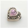 Image 3 : SILVER AMETHYST MARCASITE HEART SHAPED CHARM