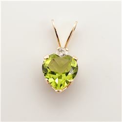 14K YELLOW GOLD PERIDOT(0.4CT) DIAMOND(0.01CT)