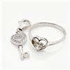 Image 1 : SILVER CUBIC ZIRCONIA HEART KEY CHARM AND RING SET