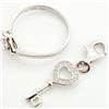 Image 3 : SILVER CUBIC ZIRCONIA HEART KEY CHARM AND RING SET
