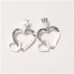 SILVER HEART SHAPED SET OF 2PENDANTS