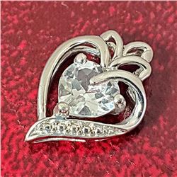 SILVER WHITE TOPAZ HEART SHAPED PENDANT