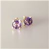 Image 2 : 14K YELLOW GOLD AMETHYST SCREW BACK, STUD EARRINGS