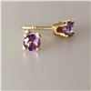 Image 3 : 14K YELLOW GOLD AMETHYST SCREW BACK, STUD EARRINGS