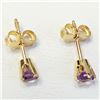 Image 5 : 14K YELLOW GOLD AMETHYST SCREW BACK, STUD EARRINGS