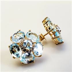 SILVER BLUE AND WHITE TOPAZ(10CT) FLOWER