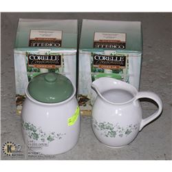 LOT OF CORELLE CALLAWAY, 3 COOKIE JARS, 1 PITCHER