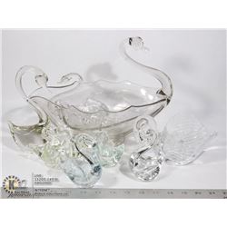 LOT OF ASSORTED GLASS SWANS