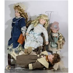 LOT OF FOUR PORCELAIN DOLLS