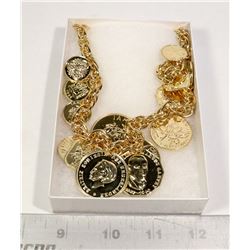 NEW FASHION GOLD TONE ROMAN COIN CROSS