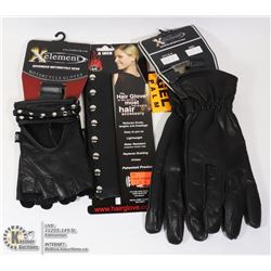 TWO PAIRS OF LEATHER GLOVES SOLD WITH HAIR GLOVE