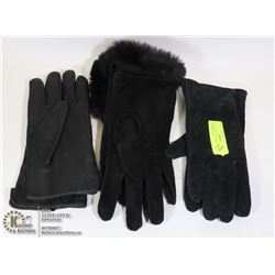 LADIES' GLOVES 3 PAIRS 2 SUEDE 1 LEATHER NEW