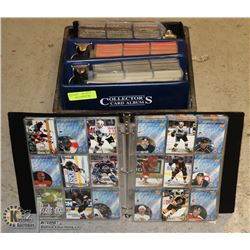 CRATE WITH 4 BINDERS OF HOCKEY CARDS
