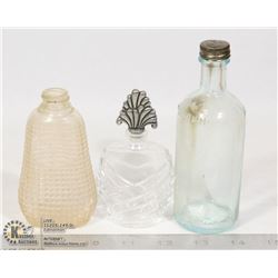 3 OLD PERFUME BOTTLES & MORE VINTAGE