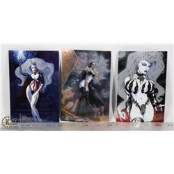 3 X LADY DEATH LARGE CHROMIUM PROMO CARDS